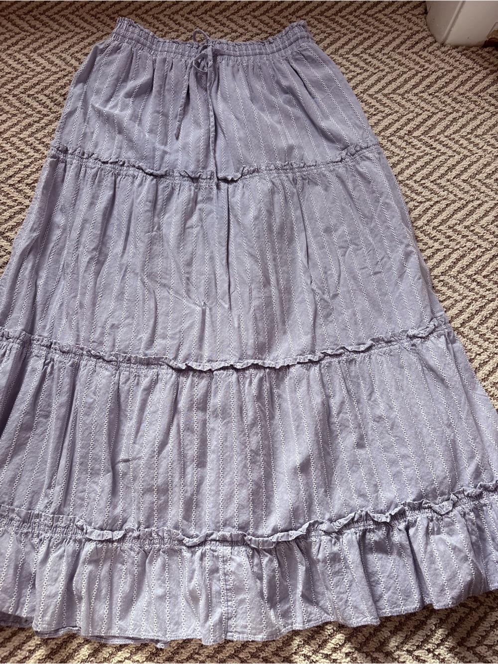 Madewell Light Blue Tiered Maxi Skirt